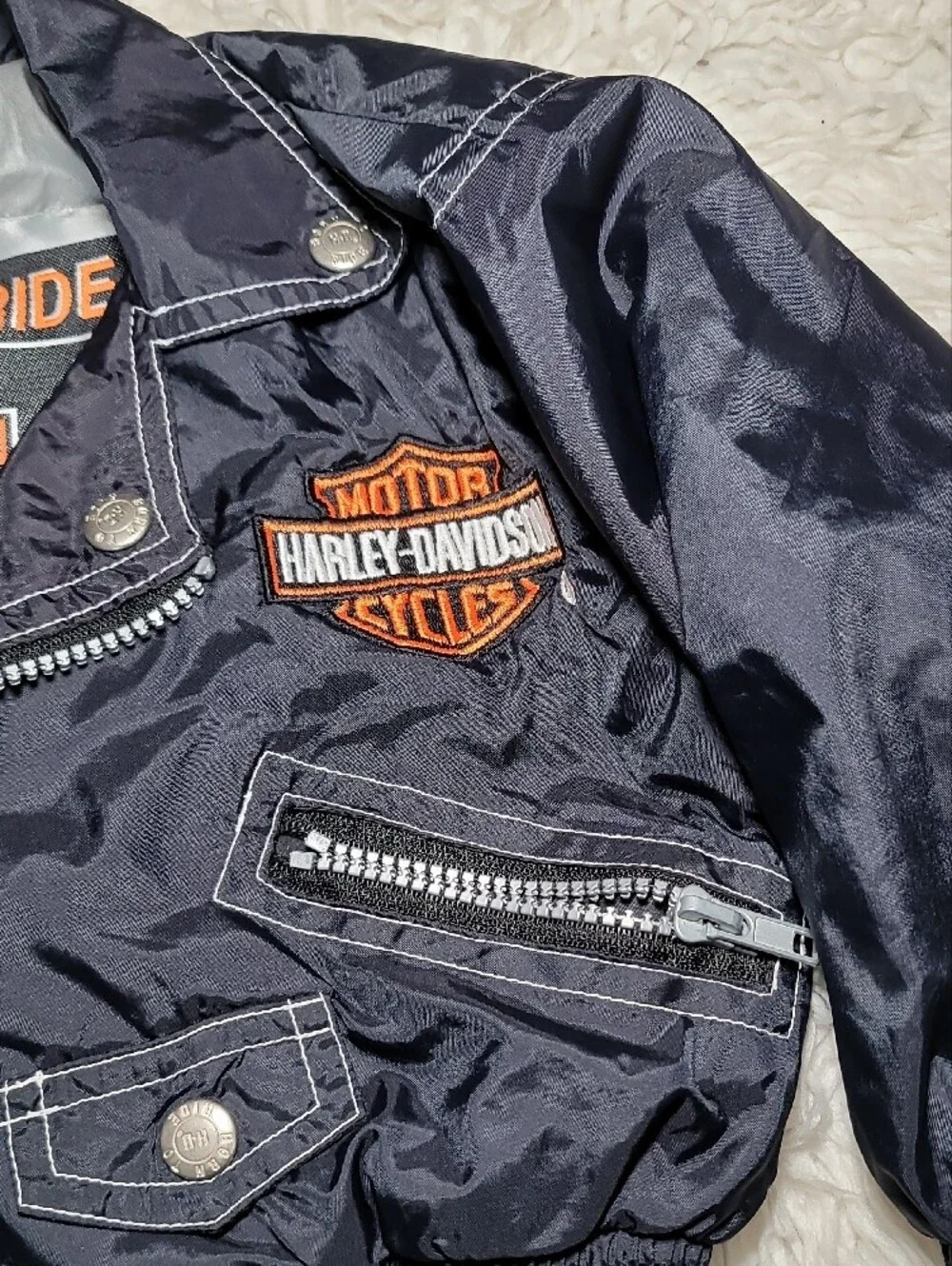 Harley-Davidson Kids Navy Jacket with Orange Logo Patch